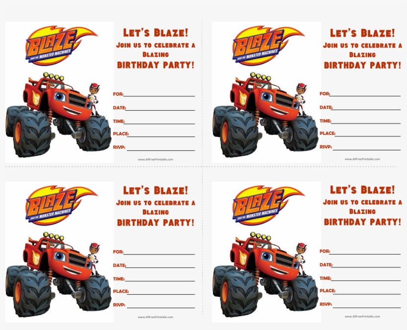 Blaze And The Monster Machines Birthday Invitations Blaze Birthday