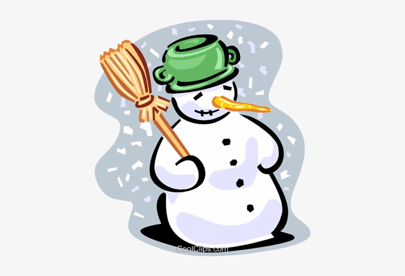 Snowman With Broom Royalty Free Vector Clip Art Illustration Winter