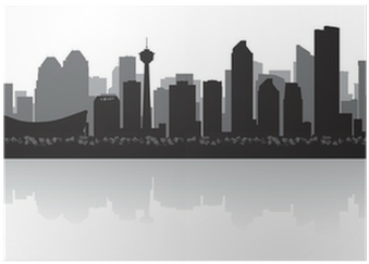 Calgary Canada City Skyline Vector Silhouette Poster Calgary City