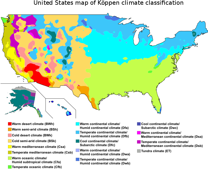 Usa Map Of Köppen Climate Classification 2018 Iecc Climate Zone Map