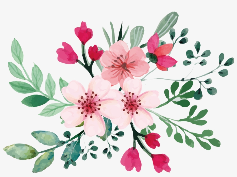 Download Romantic Watercolor Cherry Blossom Bouquet Watercolor Flower Svg Free Transparent Png Download Pngkey