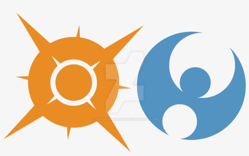 Pokemon Sun Logos Image Black And White Stock - Pokemon Sun And Moon Symbols, transparent png #14931