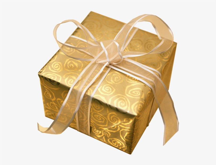 Christmas Presents Transparent Background - Gold Wrapped Christmas Presents, transparent png #16291