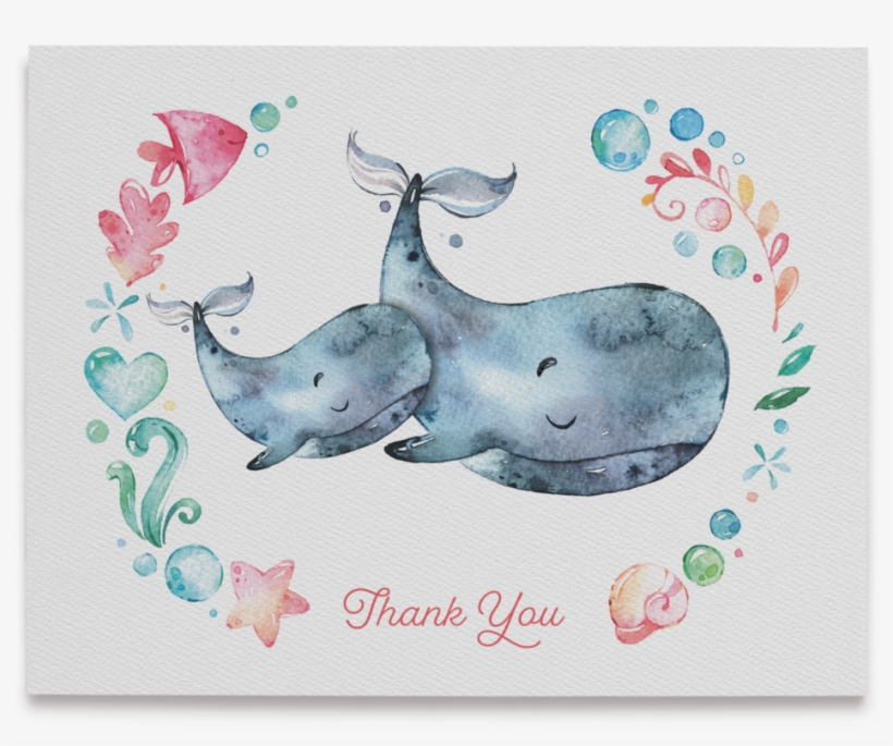 Watercolor Sea Creatures Thank You Cards - Watercolor Painting, transparent png #19160