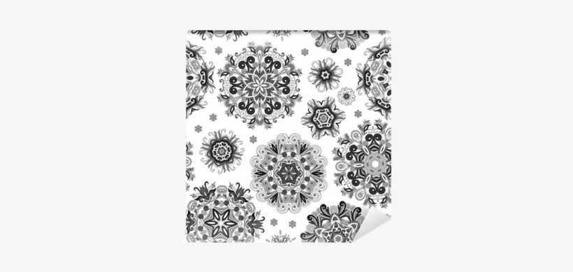 Floral Seamless Pattern With Stylized Snowflakes - Snowflake, transparent png #100580