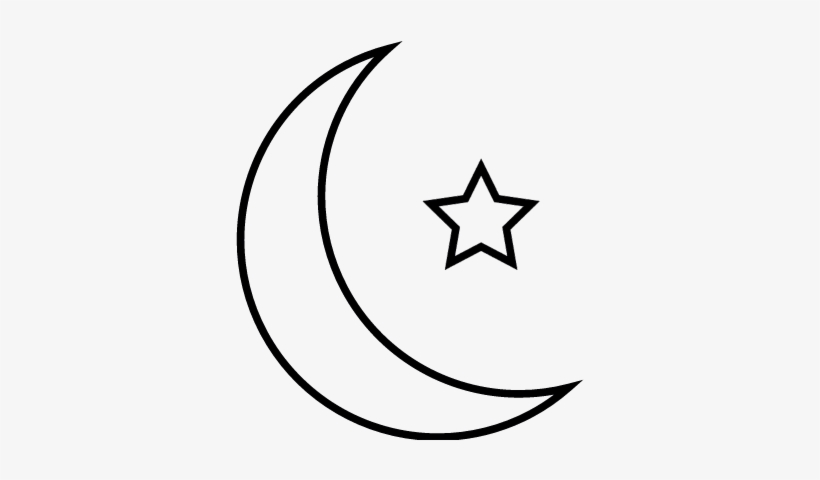 Islamic Crescent With Small Star Vector - Moon And Star Png - Free ...
