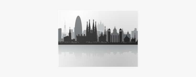 Barcelona Spain City Skyline Silhouette Poster Pixers Barcelona Silhouettes Free