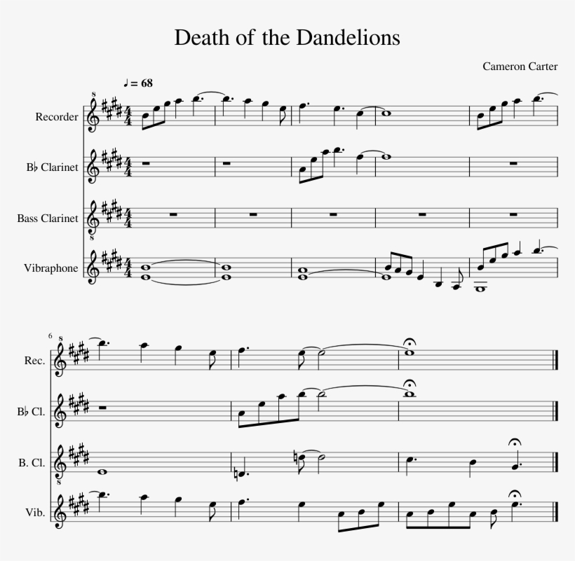 Death Of The Dandelions Sheet Music Composed By Cameron Mii Channel Theme Song Alto Sax Free Transparent Png Download Pngkey