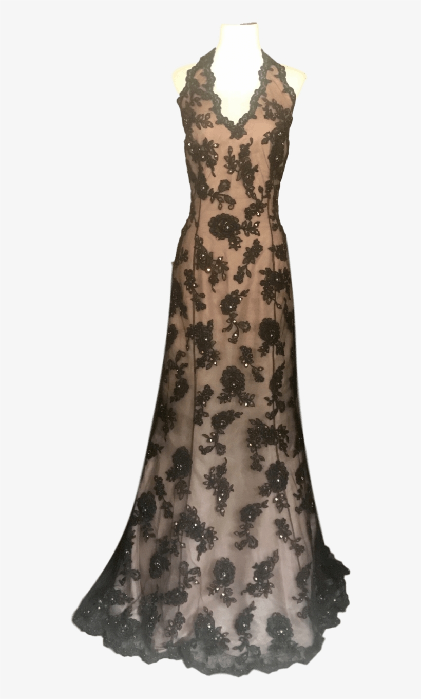 Chocolate Lace Applique Trumpet - Gown - Free Transparent PNG Download ...