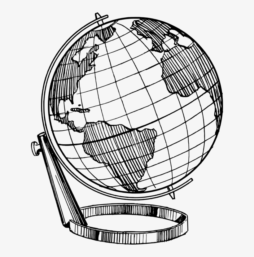 Globe Drawing Line Art Earth World Free Transparent Png Download Pngkey