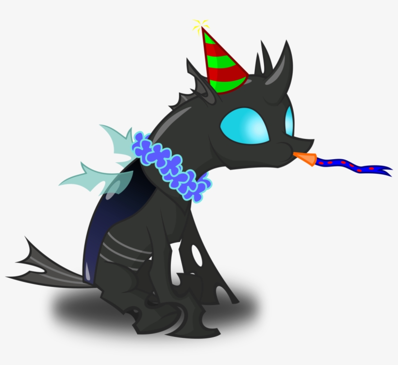 Zimvader42, Changeling, Hat, Lei, New Years Eve, Noisemaker, - Happy Birthday Mlp Changeling, transparent png #1177220