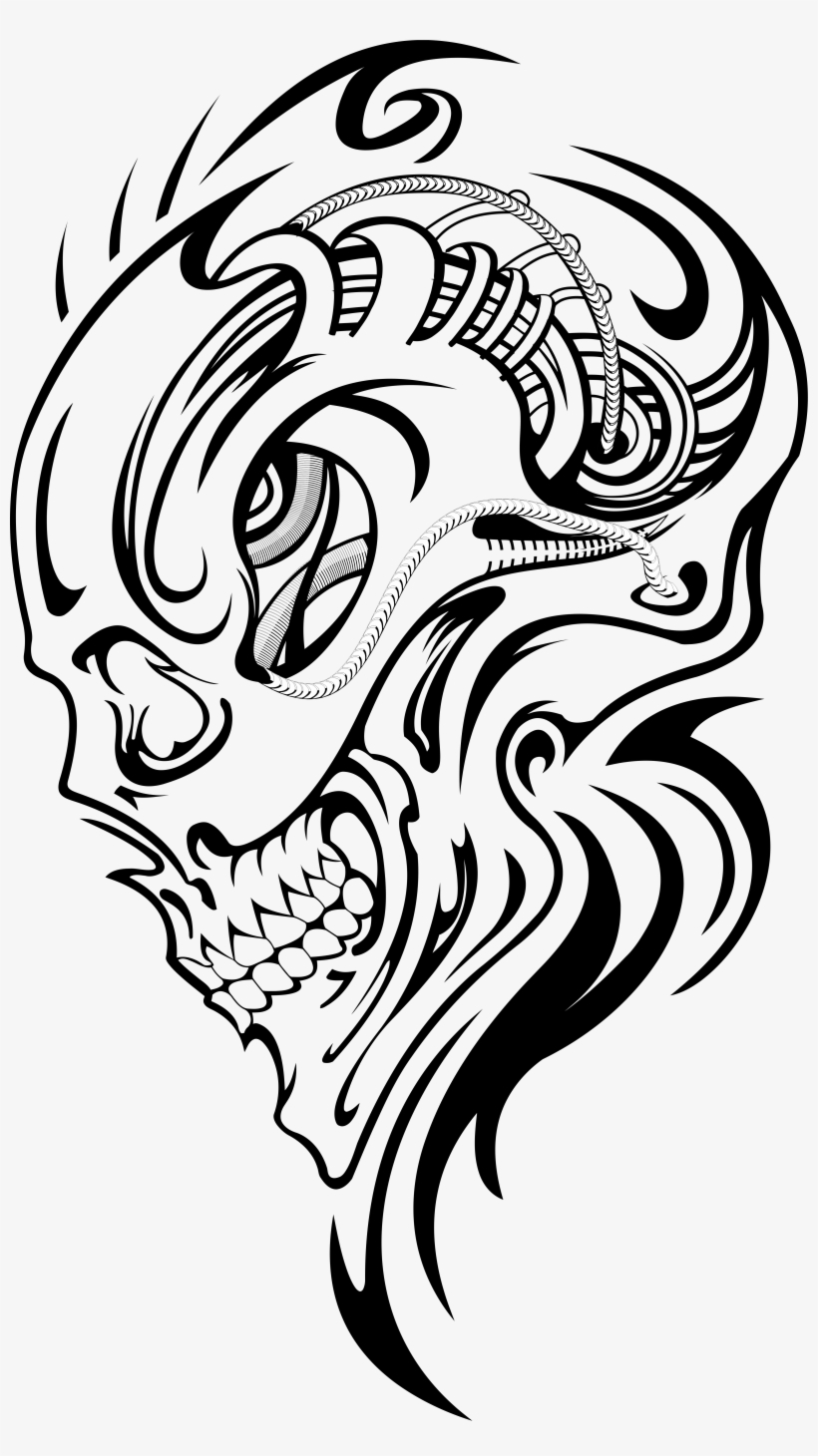 Realistic Skull Sleeve Tattoo Design