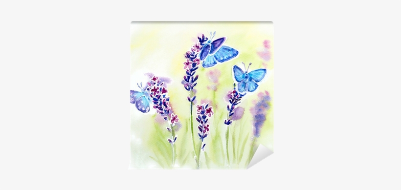 Painted Watercolor With Summer Lavender Flowers And - Watercolor Flowers And Butterflies, transparent png #129026