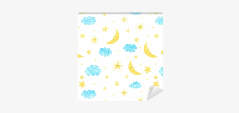 Childish Seamless Pattern With Moon, Clouds And Stars - Papel De Parede Autocolante Nuvens E Estrelas 589039781, transparent png #1232565