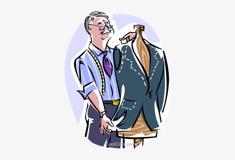 Tailor Measuring Suit Royalty Free Vector Clip Art - Tailors Cartoon