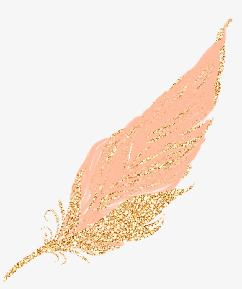 Feathers Feather Pastel Golden Gold Rosegold Glitter - Rose Gold Feathers  Png - Free Transparent PNG Download - PNGkey