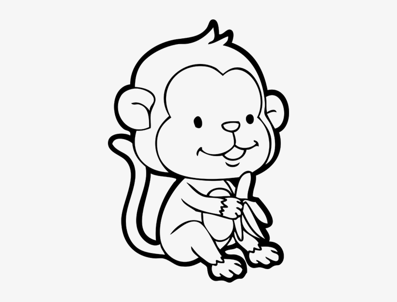 Jpg Transparent Library Outline At Getdrawings Com - Monkey With Banana Drawing, transparent png #1303566