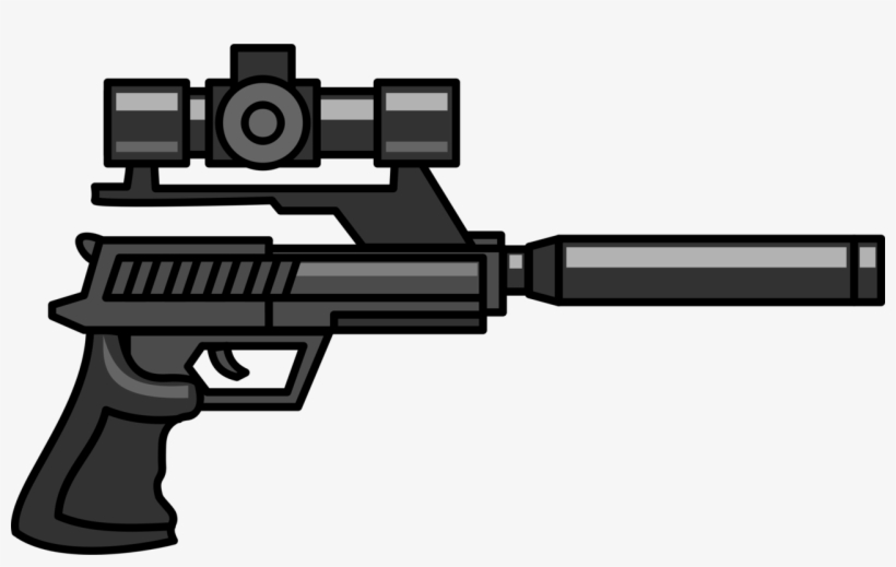 Firearm Sniper Rifle Pistol Gun Silencer - Pistol With Silencer And Scope, transparent png #1317376