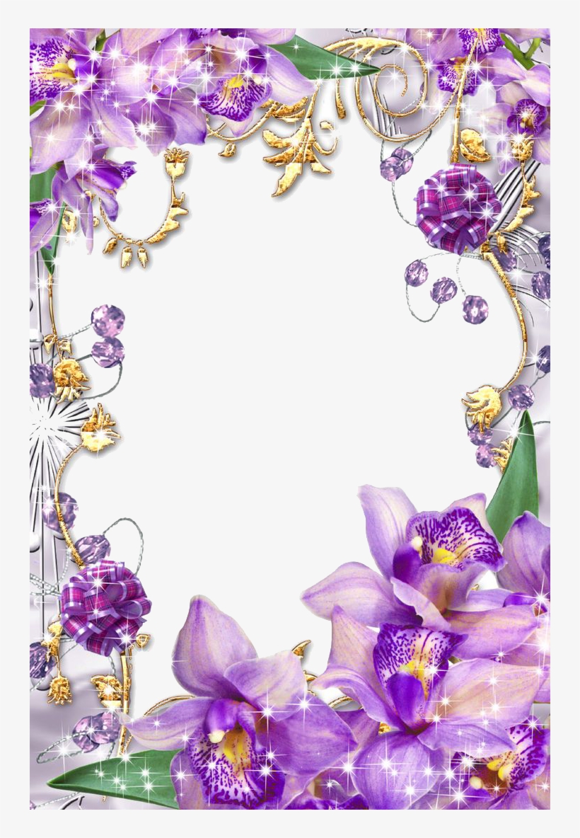 Purple Border Frame Png Transparent Image - Borders And Frames Flowers, transparent png #1319217