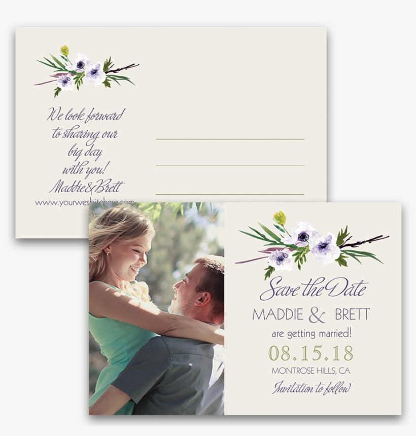 Floral Wedding Save The Date Watercolor Style Postcards - Home Sweet Home: A Sweet, Texas Novella, transparent png #149183