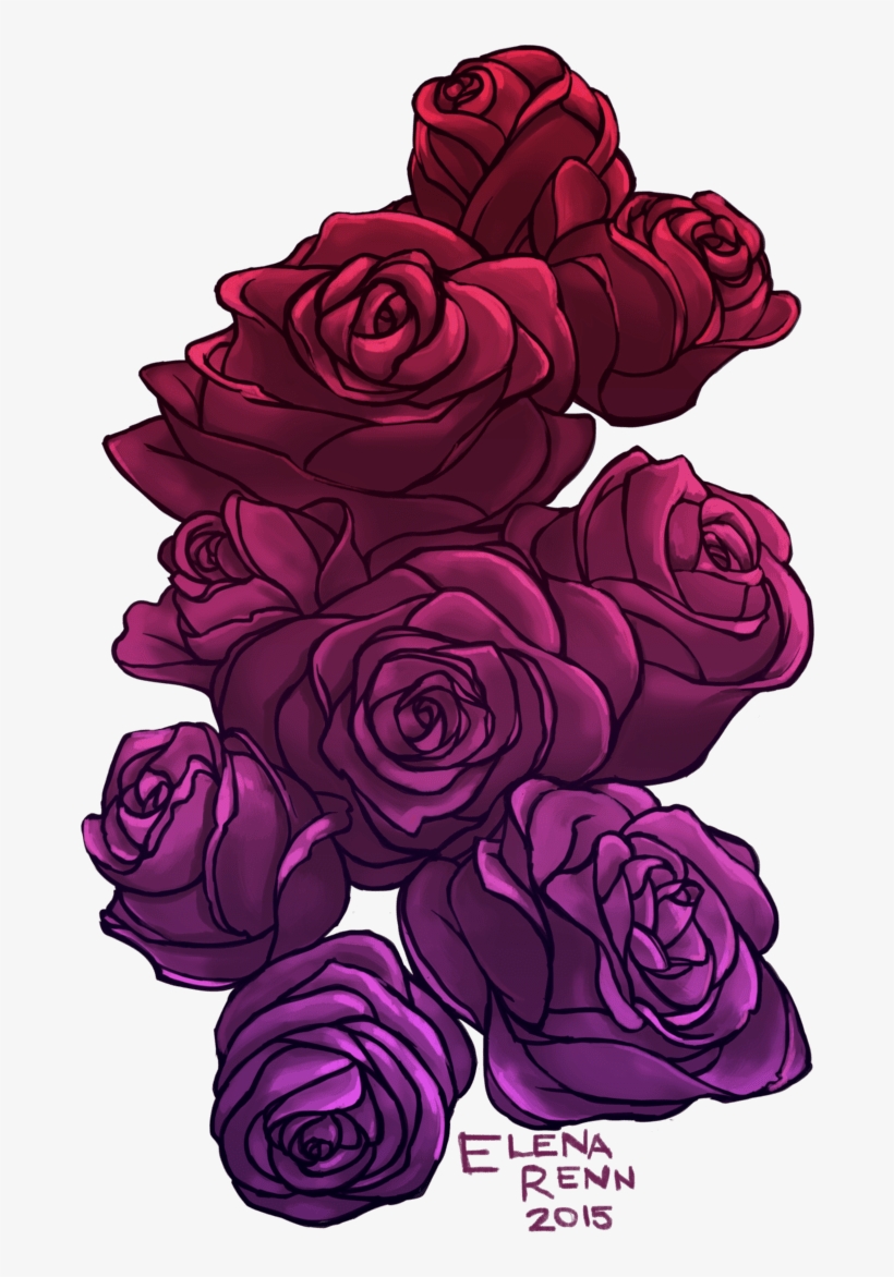 Violet Drawing Rose - Purple Flower Drawing Png - Free Transparent PNG