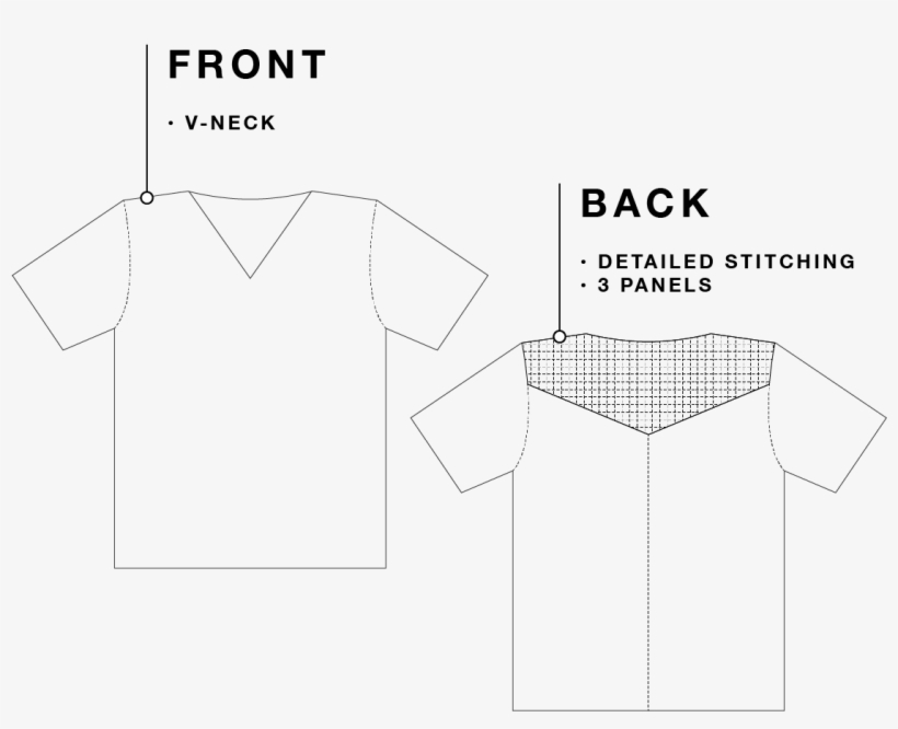 Black V Neck T Shirt With Detailed Back Stitching - Crew Neck, transparent png #1488867