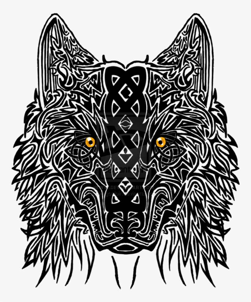 Yellow Eyes Celtic Wolf Head Tattoo Design - Celtic Wolf Head Tattoo ...