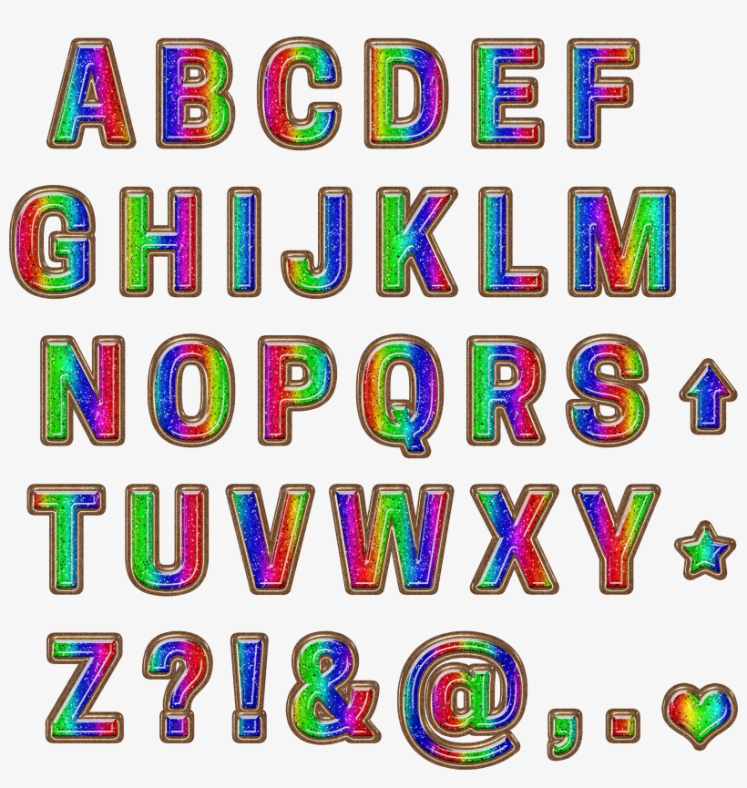 Free Download Glossy Rainbow Glitter Alphabet In Free Transparent Png Download Pngkey