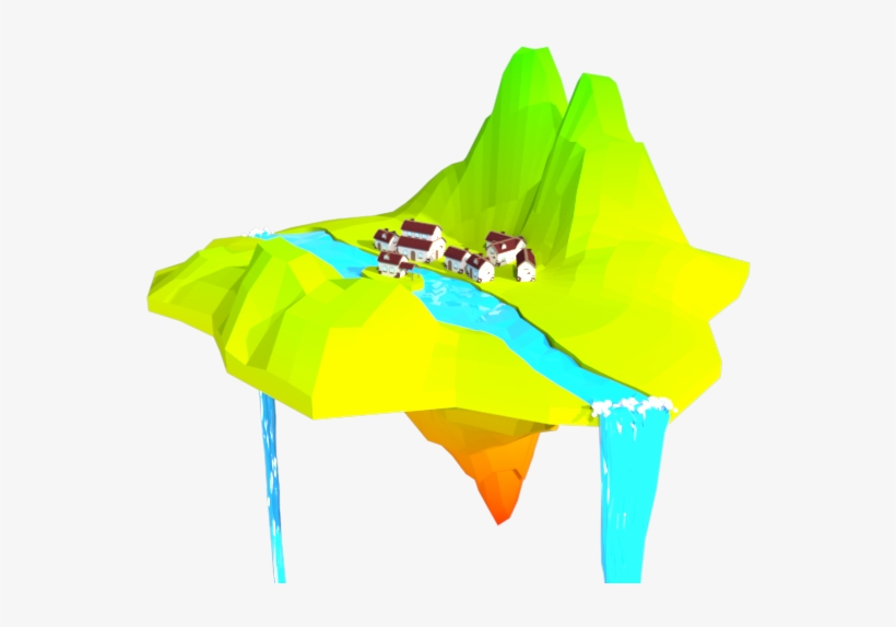 A Floating Island Made Of A Simple Shape And Few Houses - Floating Island, transparent png #1562562