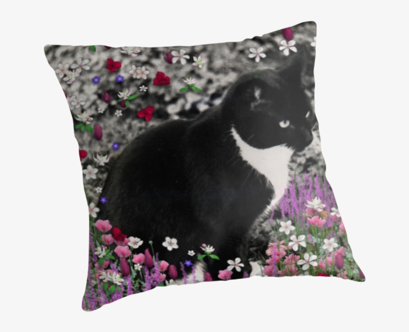 Freckles In Flowers Ii - Freckles The Tux Cat In Flowers Ii Throw Blanket, transparent png #177070