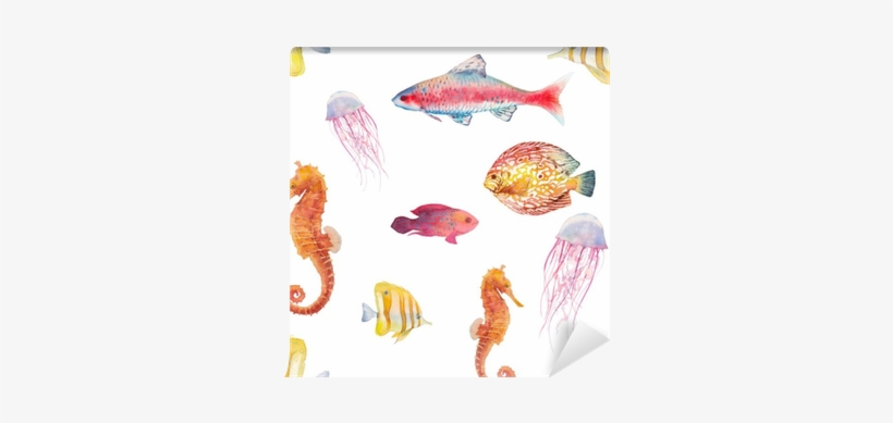 Watercolor Tropical Fish Seamless Pattern - Watercolor Painting, transparent png #1813680