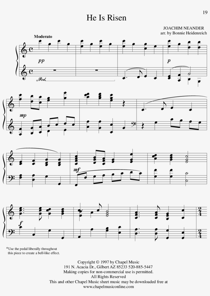 Sheet Music Picture - He Is Risen Hymn Sheet Music, transparent png #1869491