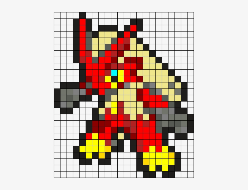 Blaziken Perler Bead Pattern / Bead Sprite - Pixel Art Pokemon Blaziken, transparent png #1890743