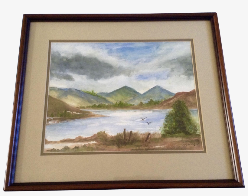 Scotland Lake With Birds Flying At Shoreline, Landscape - Watercolor Painting, transparent png #21656