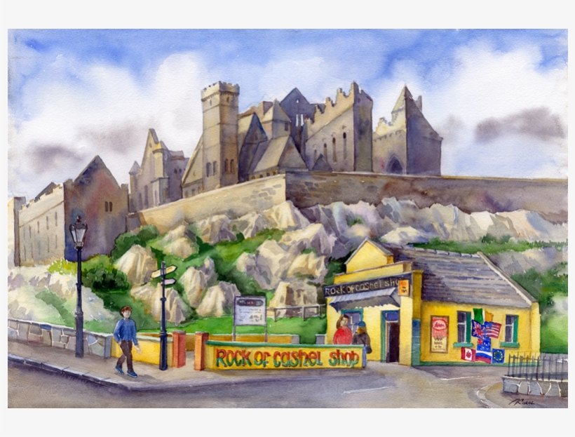 Rock Of Cashel Shop Original Watercolour - Rock Of Cashel Original, transparent png #24828