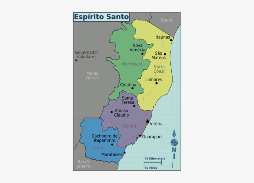 Regions Of Espírito Santo - Regions Map - Free Transparent Png Download 