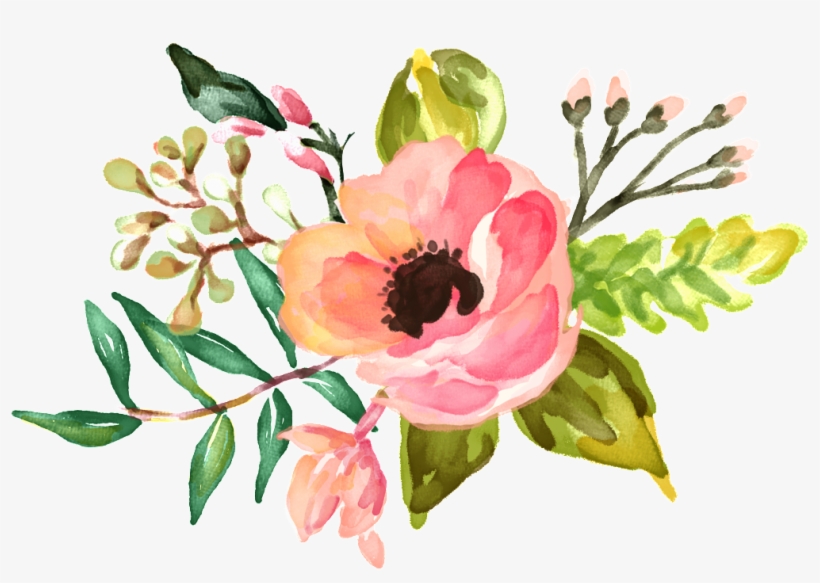 Delicate Watercolor Bouquet Png - Floral Watercolour Desktop Background ...