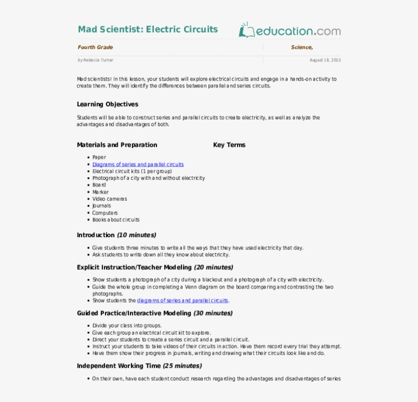 Electric Circuits - Lesson Plan For Changes Around Us, transparent png #2136866