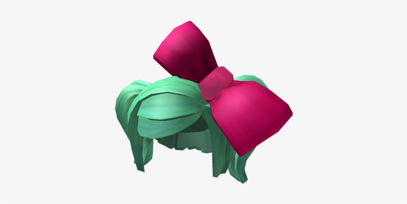 Green Hair With Oversized Bow - Roblox Green Hair - Free Transparent ...