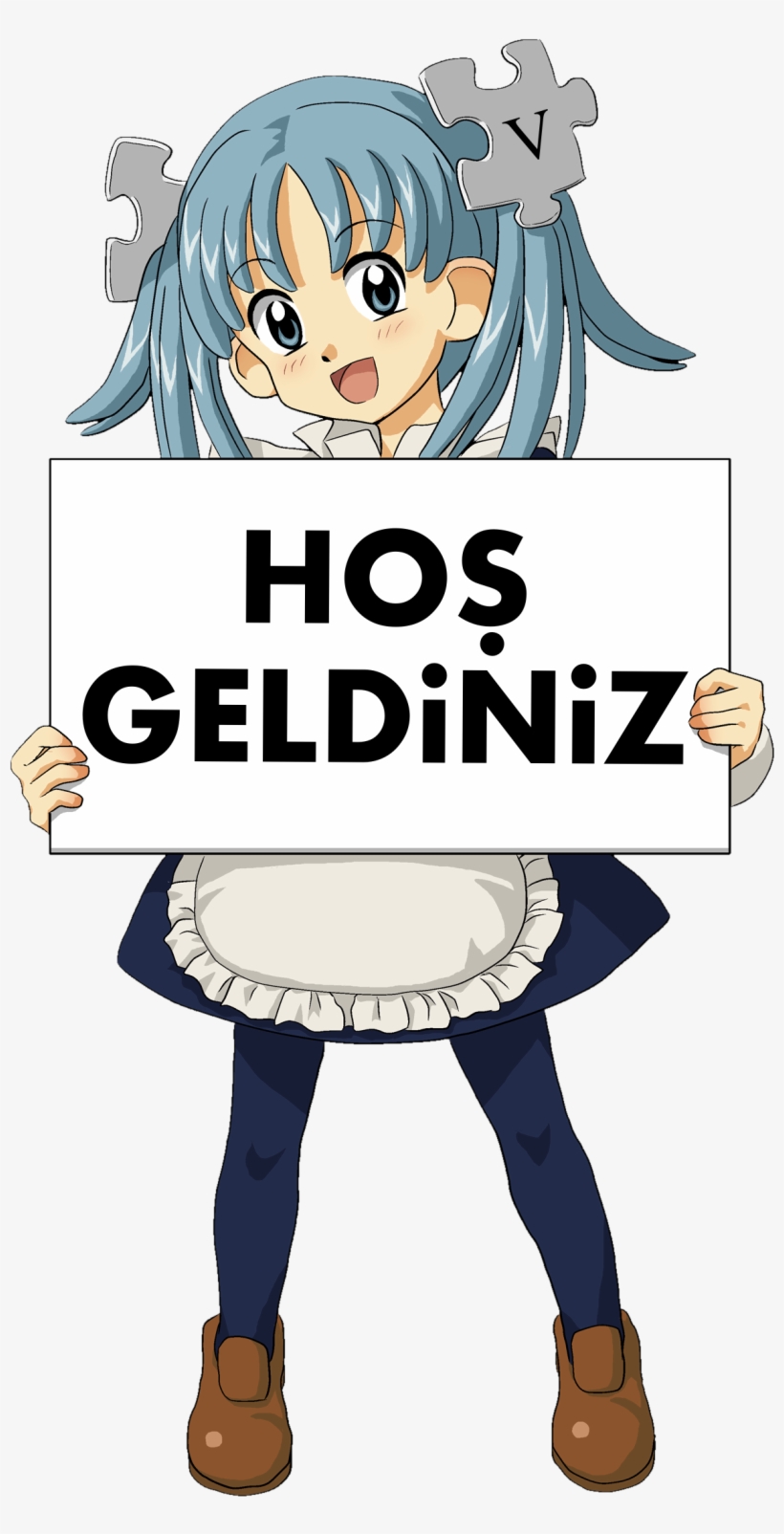 Wikipe Tan Holding A Welcome Sign Tr - Anime Girl Holding Sign - Free