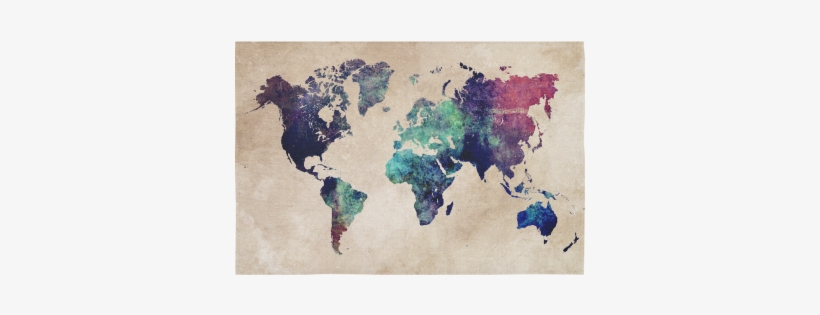 World Map Cotton Linen Wall Tapestry - Cold World Map Canvas Print - Small By Jbjart, transparent png #245652