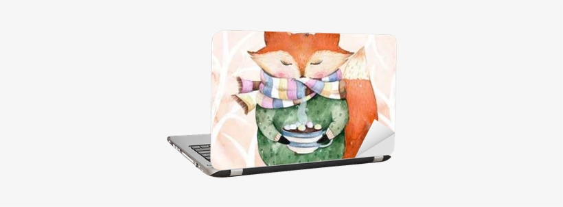 Fox And Bird In Watercolor - Winston Porter Belby Cute Fox And Bird Shower Curtain, transparent png #2443528