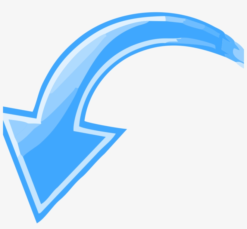 Blue Curved Arrow Pointing Down Left - Arrow Pointing Left Down, transparent png #2746272