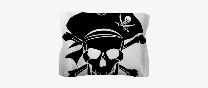 Pirate Skull Captain With Hat And Cross Bones Pillow - Pirate Skull And Crossbones Clipart, transparent png #2785099