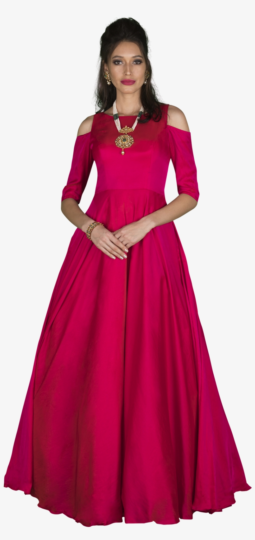 pink cold shoulder gown by stylease exclusive cold shoulder gown design free transparent png download pngkey pngkey