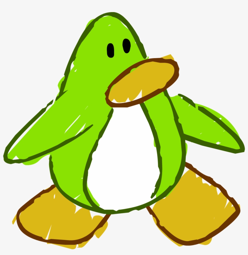 Doodle Dimension Penguin Lime Green - Club Penguin Lime Penguin - Free  Transparent PNG Download - PNGkey
