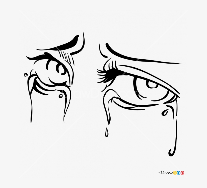 How To Draw Crying Eyes Png Black And White - Crying Eyes Drawing