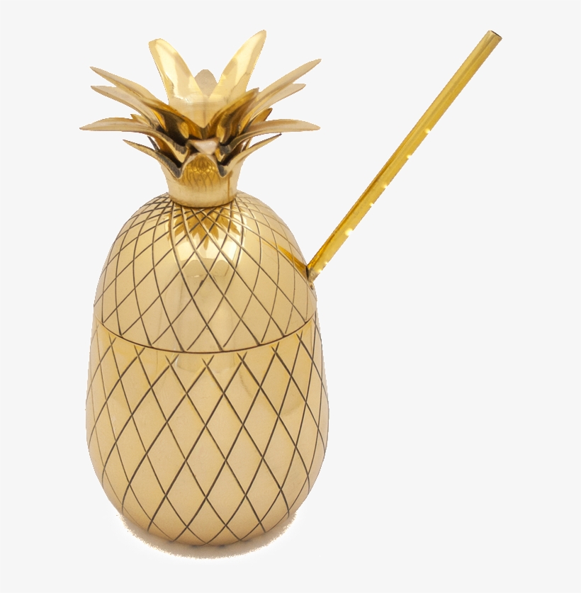 Large Gold Pineapple With Straw - W&p Design Glas Ananas, 470 Ml (inkl. Strohhalm), transparent png #2958324