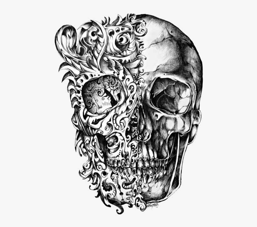 Cool Skull Tattoo Design Drawing Png Skull Drawing Free Transparent