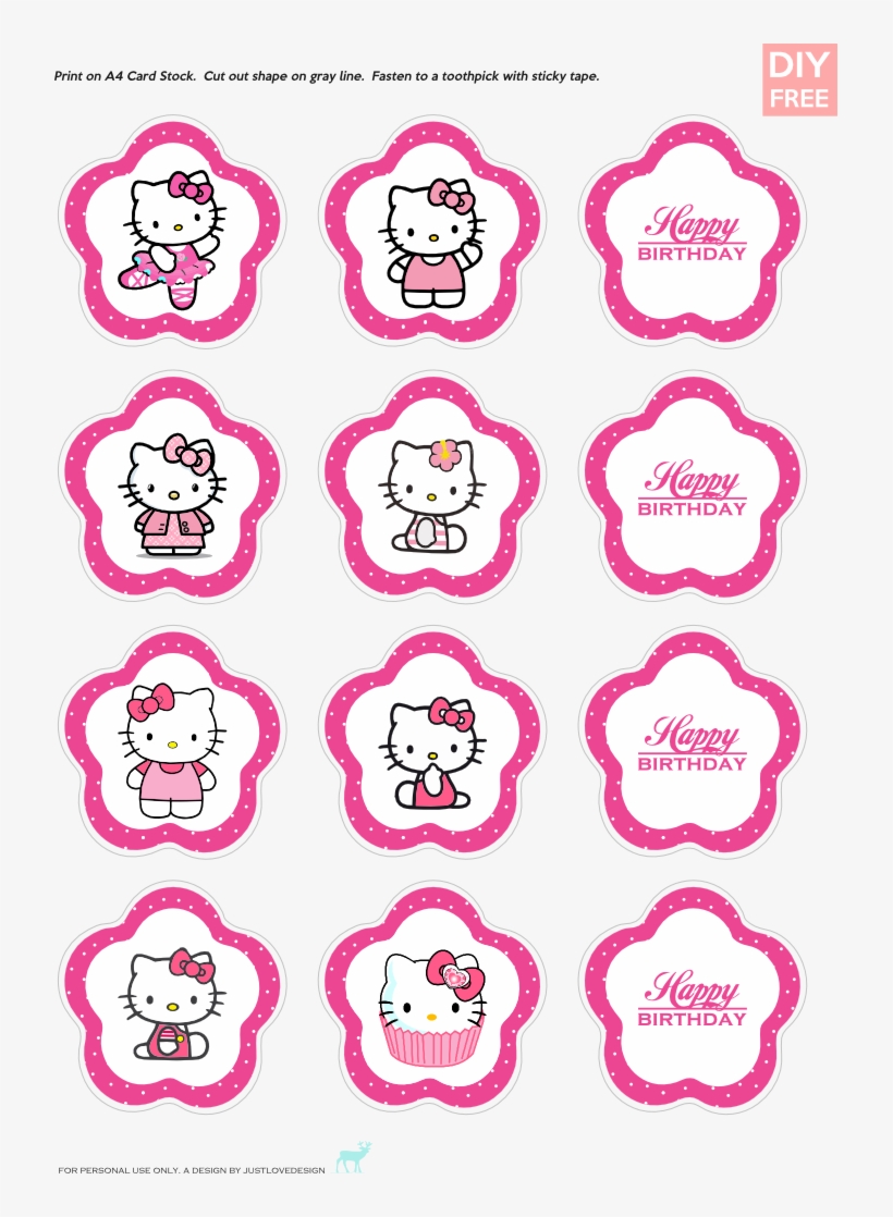Diy Free Hello Kitty Cupcake Topper Hello Kitty Printable Free Free Transparent Png Download Pngkey
